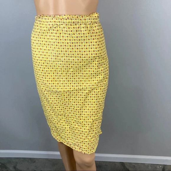 Vintage Apron Half Apron Skirt Yellow Floral - Picture 1 of 3